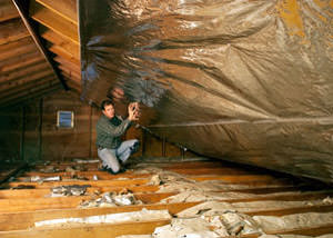 A radiant barrier installed in a West Des Moines attic